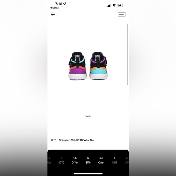 Air Jordan 1 Mid ‘What The’ Toddler Sneakers size 5c - Picture 2 of 10